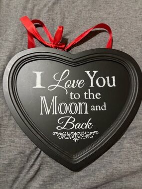 Heart-Shaped Wall Plaque - I Love You to the Moon and Back - Black